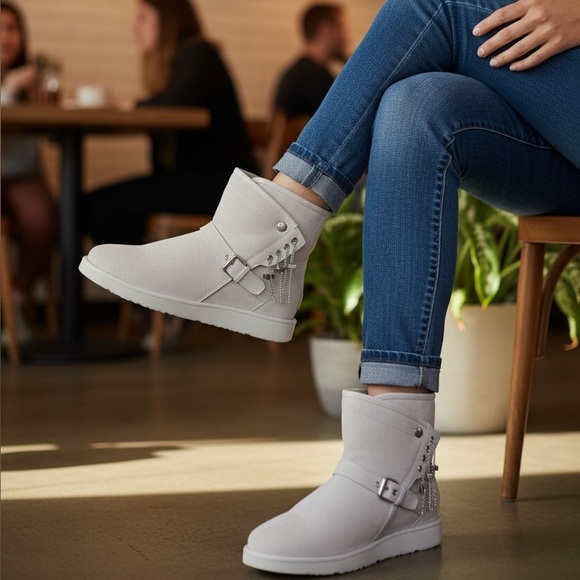 UGG Shoes - UGG Women's Karisa Everlasting Swarovski Glitter Charm Boots In White Size 10
